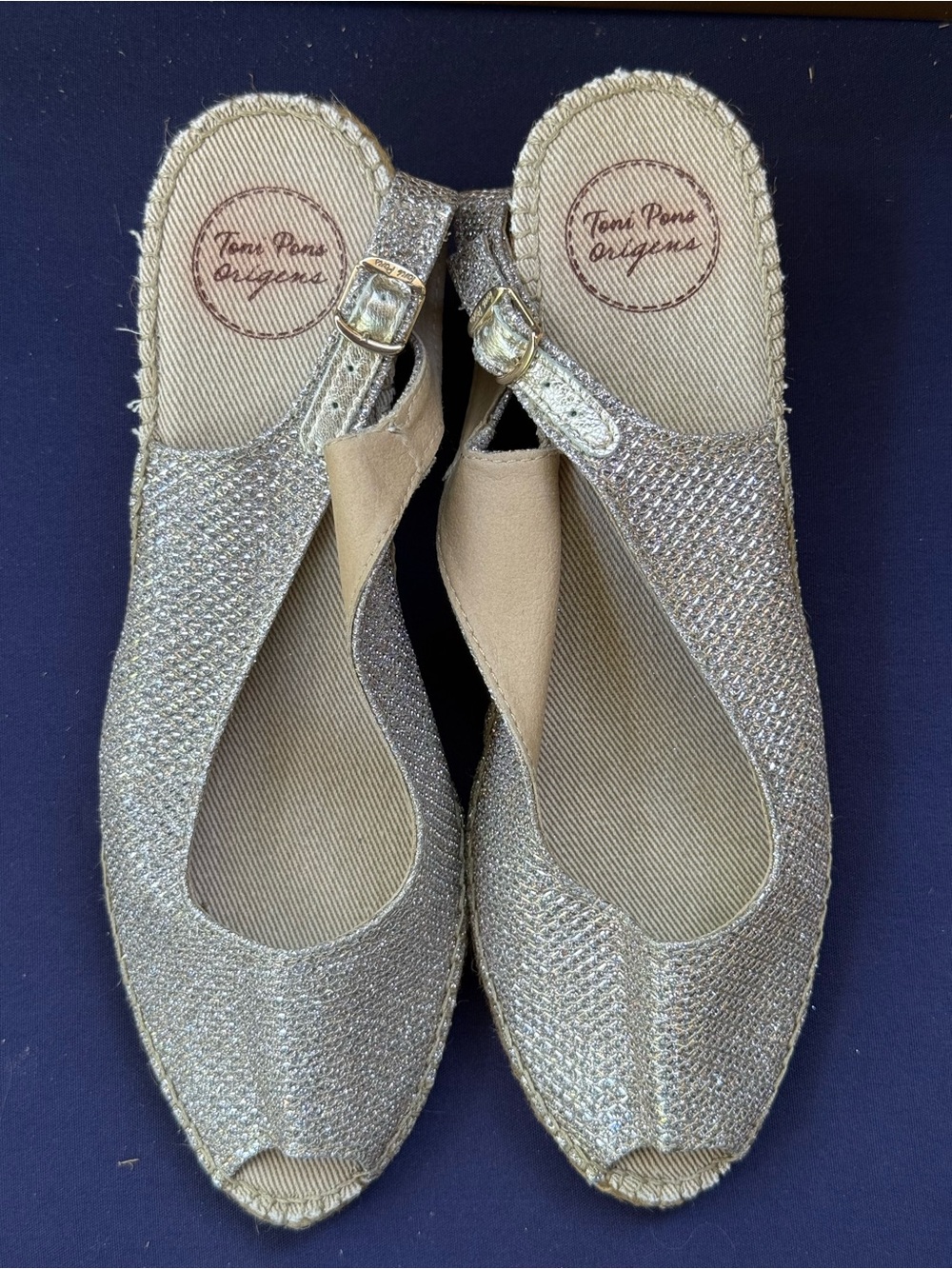 Toni Pons Silver Glitter Slingback Mules